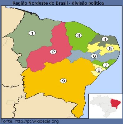 Mapa Poltico do Nordeste