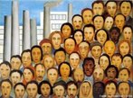 Tarsila do Amaral pintou o quadro "Operrios" aps uma viagem que a artista fez para a antiga URSS (Unio das Repblicas Soviticas Socialistas). O quadro retrata vrias rostos, representando operrios, e uma fbrica ao fundo. A diferena dos rostos mostra que as pessoas no so iguais, podem ser negras, brancas, ndias, amarelas e morenas. Alguns estudiosos de Tarsila dizem que o quadro chama a ateno para o preconceito em So Paulo contra os nordestinos. </br></br> Palavras-chave: Xenofobia. Preconceito. Intolerncia. Averso. Violncia. Tarsila do Amaral. Operrios. Nordestinos. Industrializao. Urbanizao. 