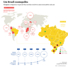 Entre 2010 e 2014 o nmero de refugiados no Brasil dobrou, atingindo 8.530 at setembro de 2015, segundo o Comit Nacional de Refugiados, do Ministrio da Justia. Os srios, que chegam em nmero crescente, representam 24,5% do total de refugiados de 81 nacionalidades que vivem no Brasil, seguidos pelos colombianos, angolanos, congoleses e libaneses. H tambm 12.666 pedidos de refugiados em anlise. A distncia do padro histrico de imigrante branco e europeu e mercado de trabalho limitado so algumas das razes da hostilidade aos fluxos migratrios atuais. A imagem apresenta os principais pases de origem de refugiados e imigrantes para o Brasil. </br></br>Palavras-chave: Migrao. Refugiados. Migrantes. Guerra. Preconceito.