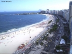 Vista da praia de Copacabana no Rio de Janeiro. </br></br> Palavras-chave: Praia. Rio de Janeiro. Brasil. Turismo. Consumo. Vero. Turistas. Deposio de Sedimentos.  