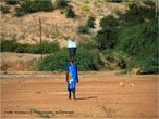 Mulher carregando balde com roupas em Boroma, cidade prxima a Tete - Moambique. </br></br> Palavras-chave: Boroma. frica. Cotidiano. Trabalho. Mulher. 