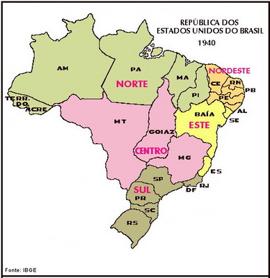 Brasil: Divisão Regional do IBGE - 1980 - Disciplina - Geografia