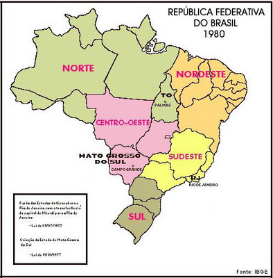 Brasil: Divisão Regional do IBGE - 1980 - Disciplina - Geografia