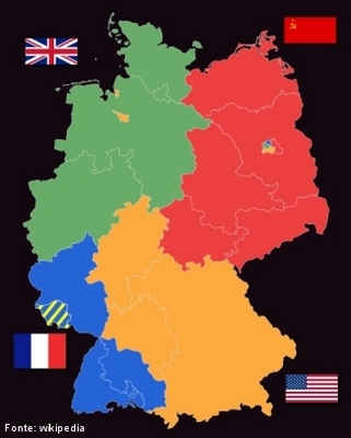 Resultado de imagem para mapa Alemanha pÃ³s guerra
