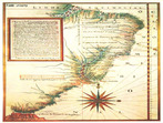 Mapa com a localizao das Capitanias Hereditrias. Entre os anos de 1534 e 1536, o rei de Portugal D. Joo III resolveu dividir a terra brasileira em faixas, que partiam do litoral at a linha imaginria do Tratado de Tordesilhas. Essas enormes faixas de terras, conhecidas como Capitanias Hereditrias, foram doadas para nobres e pessoas de confiana do rei.</br></br>  Palavras-chave: Capitanias Hereditrias. Portugal. Brasil. Tratado de Tordesilhas. Terras. 