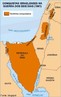Em 5 de junho de 1967, inicia-se a Guerra dos Seis Dias: Israel ocupa o Sinai, a Faixa de Gaza, a Cisjordânia, as Colinas de Golã e Jerusalém Oriental, recuperando o Muro das Lamentações. Em 22 de novembro de 1967, a ONU aprova a Resolução 242, ordenando a Israel que devolva os territórios e aos países árabes que reconheçam Israel como Estado Independente.</br></br> Palavras-chave: Política. Espaço Geográfico. Território. Lugar. País. Israel. Mapa.