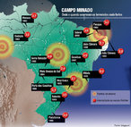 O solo brasileiro treme constantemente. No interior do planeta, na fronteira entre a crosta terrestre e os mantos de magma, h placas tectnicas que se encaixam como peas de um quebra-cabea. Em algumas reas do globo, como  o caso do continente sul-americano, essas placas deslizam umas sobre as outras e essa dana gera um atrito to forte que empurra a crosta terrestre para cima, gerando terremotos.</br></br>Palavras-chave: Placas Tectnicas. Destruio Territrio. Lugar. Pas. Terremoto. Brasil. Mapa.