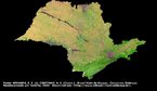 Imagem de satlite do Estado So Paulo: Embrapa Monitoramento por Satlite, 2000-2004.</br></br>Palavras-chave: Espao Geogrfico. Territrio. Lugar. Pas. Imagem de Satlite. Hidrografia. Estado de So Paulo.