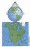 O mapa é construído imaginando-o desenhado num cone que envolve a esfera terrestre, sendo, em seguida, desenrolado. Na projeção cônica a esfera é projetada a partir do Equador, tangenciando um dos paralelos. O polo é projetado graças à forma própria do cone. Os meridianos se cruzam no polo, semelhantemente ao que acontece na esfera. </br></br> Palavras-chave: Projeções Cartográficas. Mapas. Cartografia. Geografia. Mapeamento. Padronização Cartográfica. Linha do Equador. Paralelos. Meridianos.