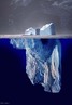 Fotomontagem mostrando a aparência de um <em>iceberg</em> inteiro.  </br></br>  Palavras-chave: Iceberg. Geleiras. Aquecimento Global. Política. Exploração Econômica. 