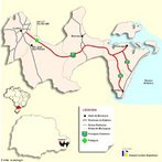 No estado do Paran h concessionrias de pedgio como: Caminhos do Paran - 4 praas de pedgio, Econorte - 3 praas de pedgio, Ecovia - Curitiba-Paranagu - 1 praa de pedgio, Rodonorte - 7 praas de pedgio, Rodovia das Cataratas - 5 praas de pedgio, Viapar - 6 praas. O pedgio  um direito de passagem pago mediante taxa ao poder pblico ou a uma concessionria delegada para ressarcir custos de construo e manuteno de uma via de transporte. </br></br> Palavras-chave: Dimenso Poltica do Espao Geogrfico. Territrio. Lugar. Pas. Pedgio. Mapa. Concessionria.