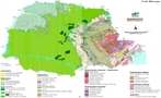 Mapa sobre o qual as informaes geolgicas so representadas. Contm observaes geolgicas feitas no campo ou em fotografias areas, registradas mais comumente em mapa topogrfico. A distribuio das formaes so mostradas por meio de smbolos, contornos ou cores. Os depsitos superficiais podem ou no serem representados separadamente. Dobras, falhas, depsitos minerais, etc., so indicados com smbolos apropriados. Podem ser planim-tricos ou planialtimtricos. </br></br> Palavras-chave: Dimenso Socioambiental. Regio. territrio. Economia. Mapa geolgico. Eras Geolgicas. Minerais.